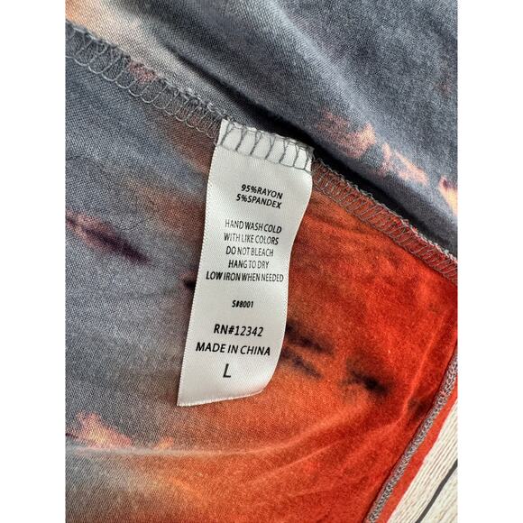 Coin 1804 Tie Dye Hooded Duster Kimono Top Womens Large Blue Orange Gray - Picture 6 of 9